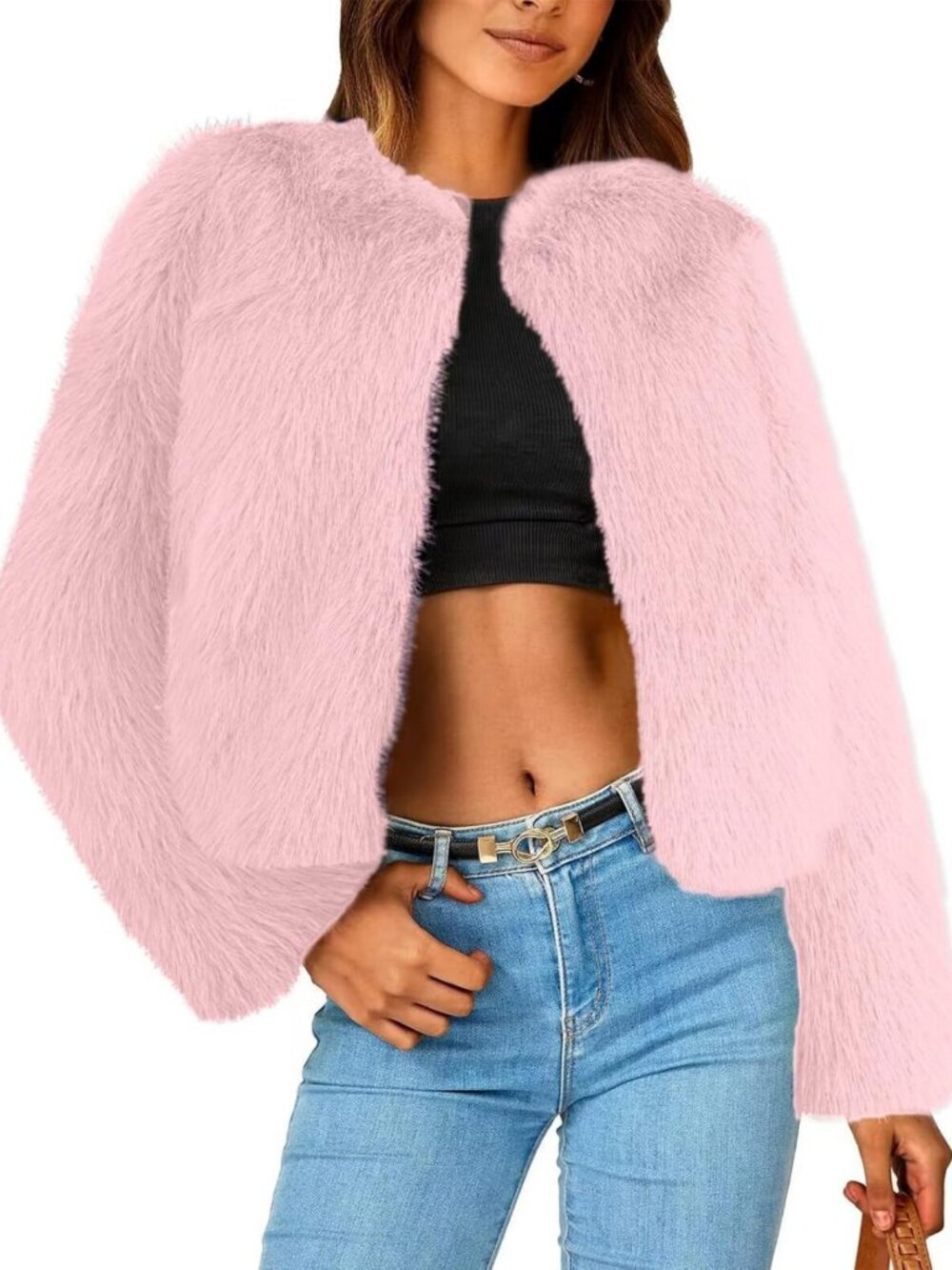 Cozy Warm Cropped Faux Fur Party Coat for Women - Stylish Winter Outerwear